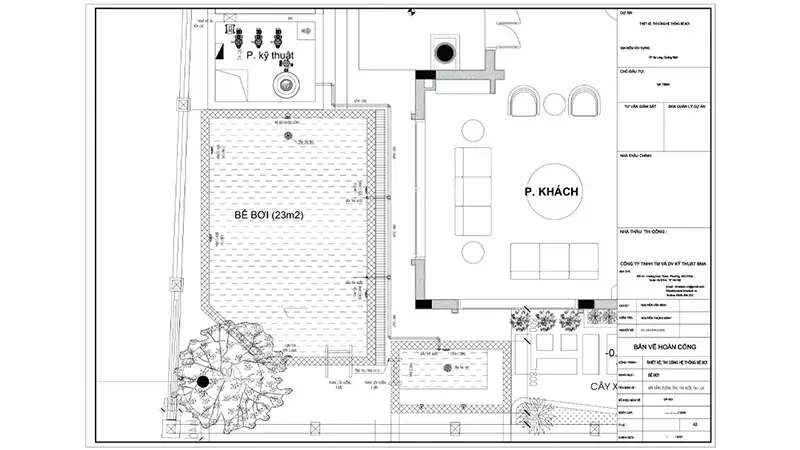 Bản vẽ thiết kế bể bơi và bể sục biệt thự M15 Sungrand