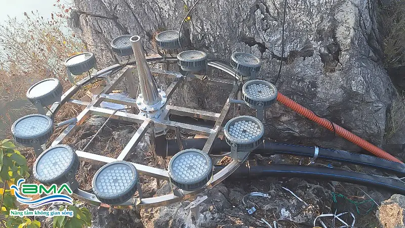 đèn đài phun nước hồ Núi Lở