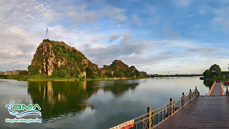 hoàn thiện đài phun nước hồ Núi Lở