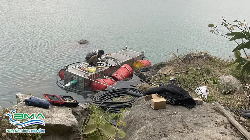 máy bơm đài phun nước hồ Núi Lở