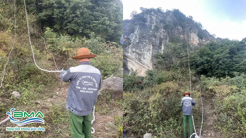 thi công đài phun nước hồ Núi Lở