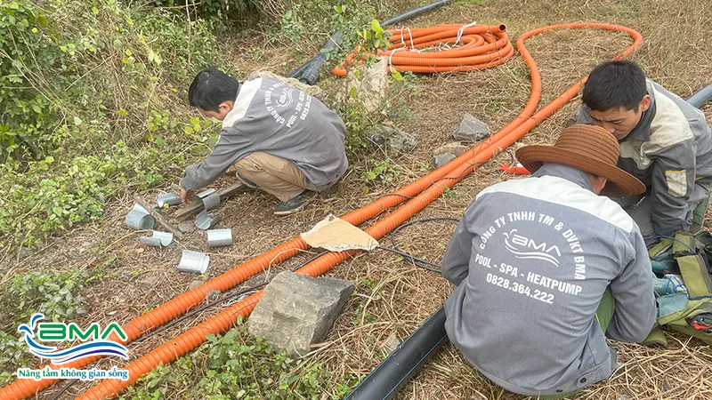 thi công đài phun nước hồ Núi Lở
