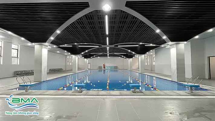 Hoàn thiện và bàn giao bể bơi Trường Tiểu học Hoàng Mai