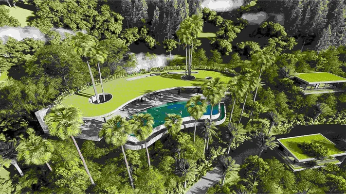 Bể bơi vô cực Vigolando Vân Hồ | Ảnh 3D