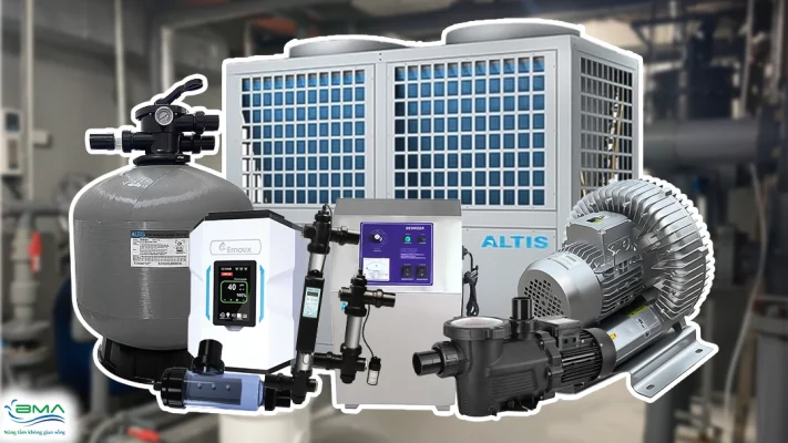 Thiết bị trong phòng máy bể bơi